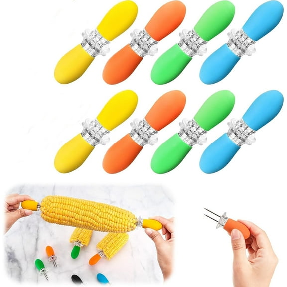 16 Pcs/ 8 Pairs Corn Cob Holders, Interlocking Design Corn Holders, Stainless Steel Corn on the Cob Holders, Corn Holders for Corn on the Cob for BBQ Camping Parties Home Cooking