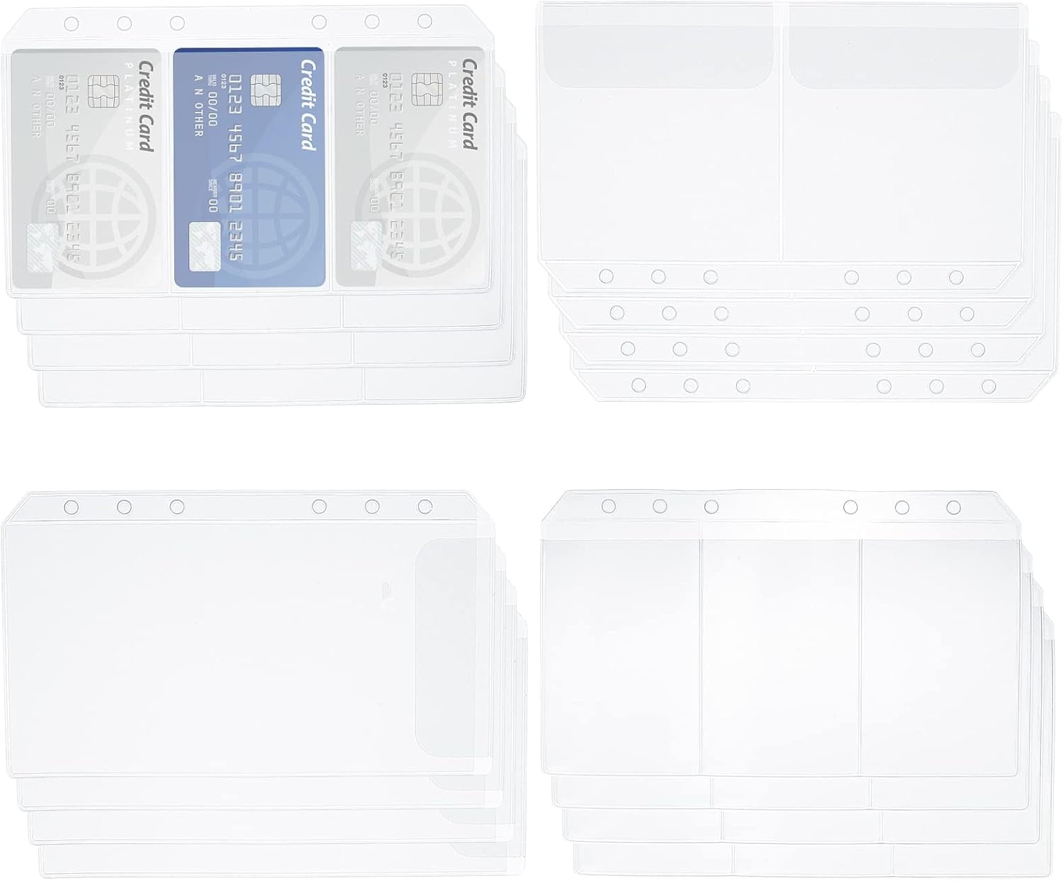 16 Pcs A6 6-Holes Binder Pockets Plastic Name Card Sleeves Pages Binder  Loose Leaf Bags Business Card Sleeves Pages Bill Pouch for Personal  Organiser ...
