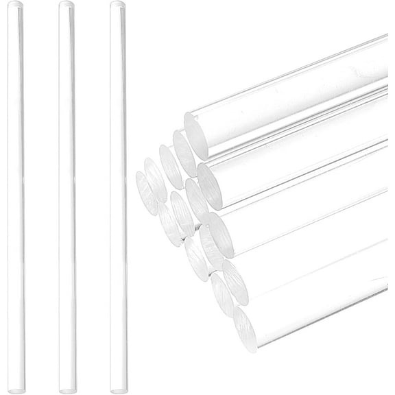 16 Pcs Acrylic Round Rods 10 inch Clear Acrylic Dowel Rods Holder Cake Dowels Plastic Cylinder Sticks for DIY Craft Plant Stake Curtain Pulls Retaining Shower Rods Cake Topper Dessert Clear