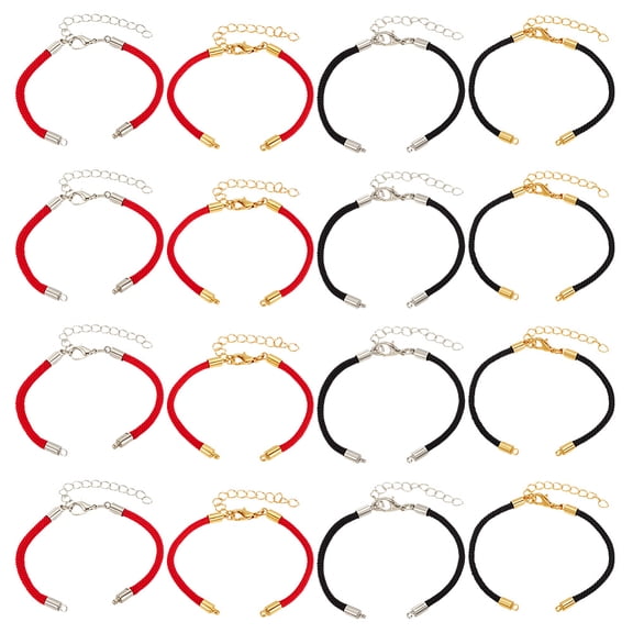16 Pcs Adjustable Slider Bracelet 4 Styles Polyester Twisting BraceletCord Bracelets with Lobster Clasp Adjustable Friendship Bracelets Half Finished