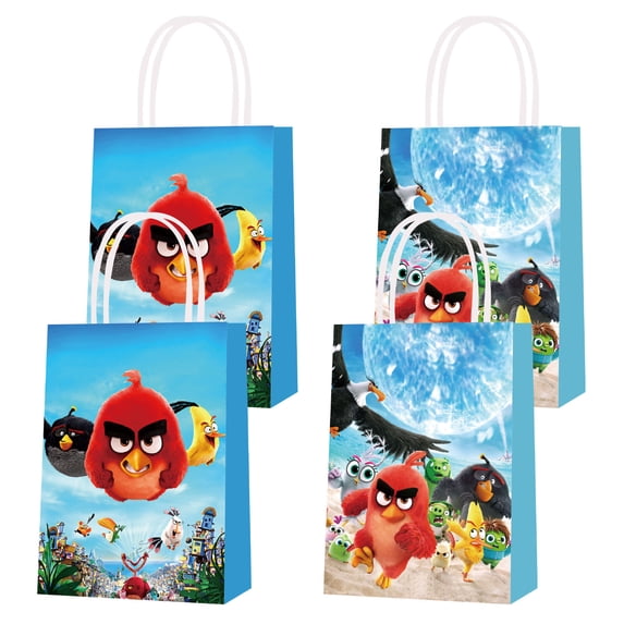 16 Pcs For Angry Birds Movie Theme Party Decorations Bags – 2 Styles Candy Gift Parties Supplies Bags with Handles for Party Favor Birthday and Celebrations