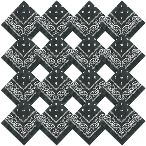 16 Pcs Bandanas Multi-Purpose Bandanas Paisley Cowboy Polyester Headbands 22x22 inch