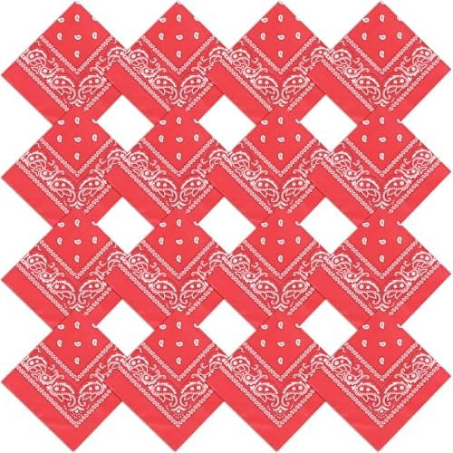 16 Pcs Bandanas Multi-Purpose Bandanas Paisley Cowboy Polyester Headbands 22x22 inch