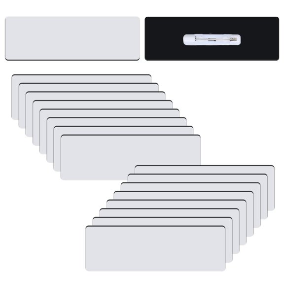 16 Pcs Blank Name Tags 2.9 x 0.98 Inch Custom Badge Pins Plastic & Iron