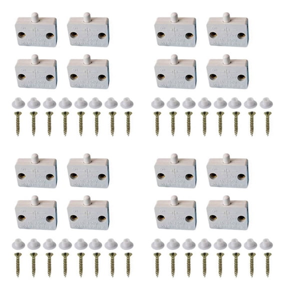 16 Pcs Cabinet Door Switch Cabinet Lamp Switch Drawers Open on Close Door Applicable to 12V 24V 110V White