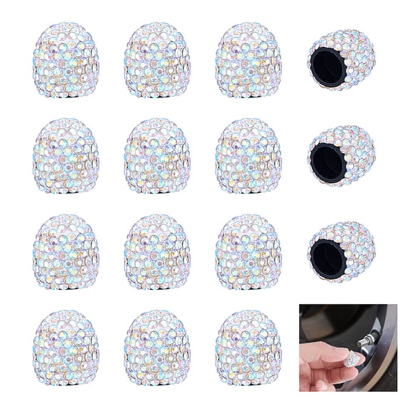 16 Pcs Car Tire Valve Stem Caps Sparkling Tire Caps Universal Car Tire Valve Caps Bling Pinck for Car SUV Motorcycle Bicycle Truck AB
