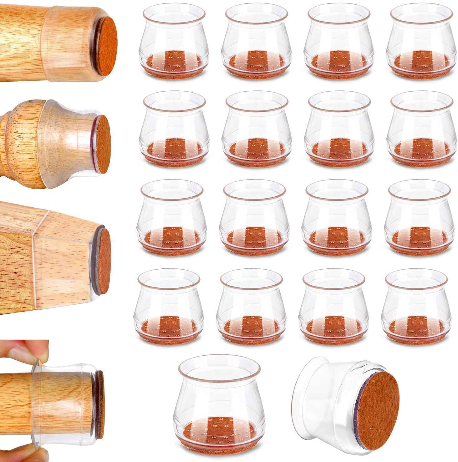 16 Pcs Chair Leg Protectors for Hardwood Floors, Silicone Chair Leg