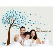 16 Pcs Cherry Blossom Blue Peach Tree Plum Tree Self-adhesive Wall Decal for Bedroom, Living Room, TV Background Wall Kids Bedroom Living Room