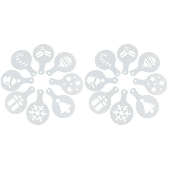 16 Pcs Christmas Cookie Stencils Fondant Cookie Mold Food Grade Plastic Coffee Decorating Stencils Powdered Sugar Sieve