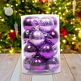 thumbnail image 1 of 16 Pcs Christmas Ornaments Set, Purple Glossy Painted Mix Plastic Christmas Ball Ornament Set Shatterproof Hanging Baubles for Coordinated Tree Styling, Festive Winter Gift Decor, 1 of 4