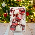thumbnail image 1 of 16 Pcs Christmas Ornaments Set, Red White Glossy Painted Mix Plastic Christmas Ball Ornament Set Shatterproof Hanging Baubles for Coordinated Tree Styling, Holiday Home Decor, 1 of 4