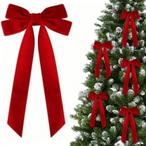 16 Pcs Christmas Velvet Bows for Christmas Tree, Rustic Wreath Gift Bows, Burgundy Christmas Ornaments, for Xmas Farmhouse Tree Garland DIY Craft Wrapping Decorative