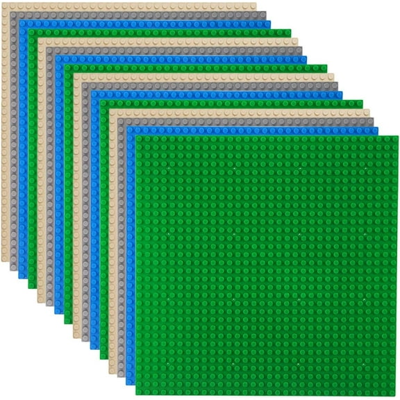 16 Pcs Classic Baseplates Building Plates for Building Bricks 100% Compatible with All Major Brands-Baseplate, 10" x 10" (Multicolored)