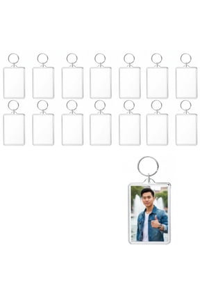 16 Pcs Clear Acrylic Photo Frame Keychain, Rectangle DIY Picture Keychains Bulk, Custom Photo Key Holder for Graduation Gifts & Handmade Crafts