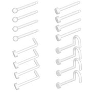 AJ DEFIRO 16 Pcs Clear Nose Ring Retainer 18g Nose Piercings Jewelry Small Plastic Clear Nose Studs Bioflex Nose Rings for Women Men Girls Body Piercing Jewelry 20g L Shape Corkscrew