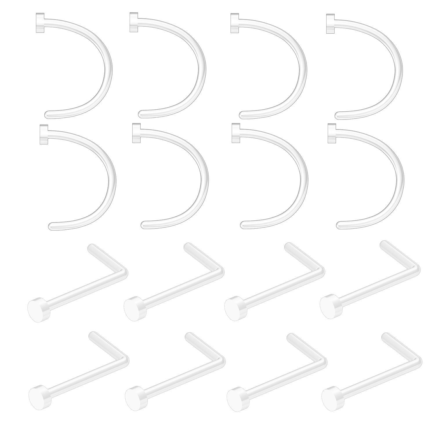 16 Pcs Clear Piercing Retainers for Surgery, 20G Bioflex Nose Rings ...