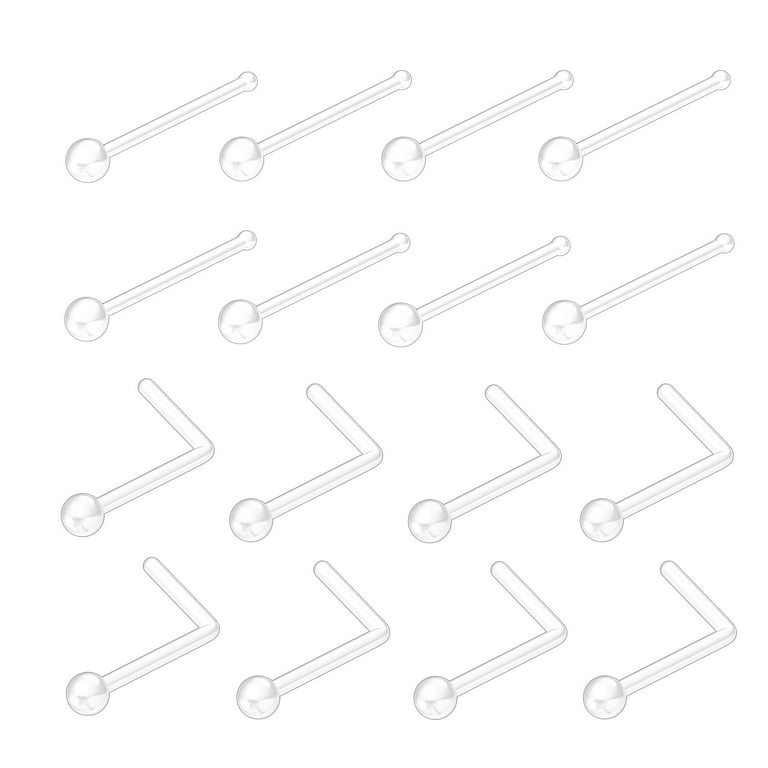girl metal nose retainer 16 Pcs Clear Piercing Retainers for Surgery, 20G Bioflex Nose