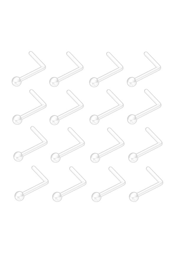 16 Pcs Clear Piercing Retainers for Surgery, 20G Bioflex Nose Rings, Body Piercing Jewelry for Women Girls Men, Lip Cartilage Tragus Earring Retainer, Plastic Piercing