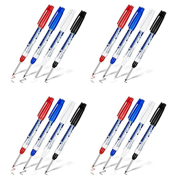 16 Pcs Deep Reach Markers Long Nose Marker Waterproof Deep Hole Marker 30 mm Reach Permanent Markers, 4 Colors