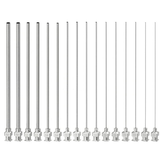 16 Pcs Different Gauge 4 Inch Blunt Tip Dispensing Needle for Adhesive Refilling Liquid Inks