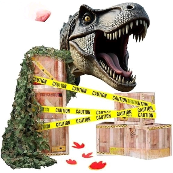 16 Pcs Dinosaur Party Decorations Kit with Favor Boxes Caution Tape Camo Netting Safari Jungle Dinosaur Park Themed Party Supplies for Birthday Decorations$$Home Decor, Kitchen, & Other