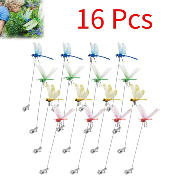 16 Pcs Dragonfly Hat Clip, Clip on Dragonfly for Hat, Dragonfly Garden Decor Clip-On, Dragonfly Clip Bug Repellent for Outdoors, Dragonfly Decor Gardening