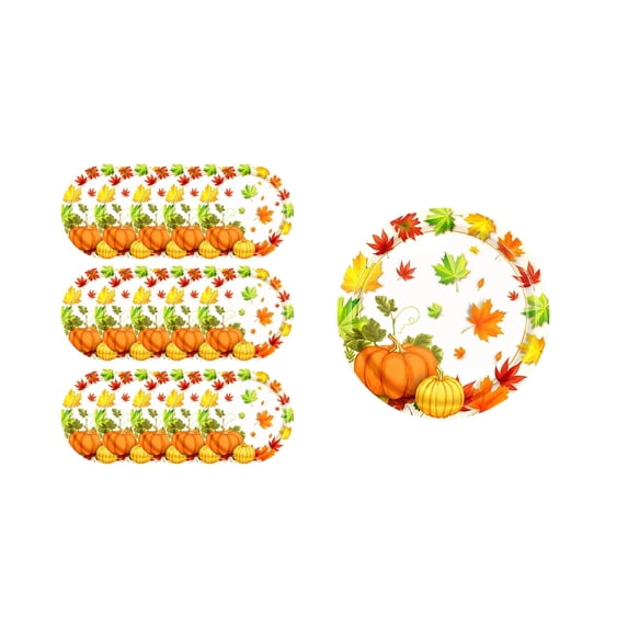 16 Pcs Fall Decorations Paper Plates,9.06 Inch Disposable Pumpkin Theme Tableware for Thanksgiving Party Supplies | Pumpkins and Maple Leaf Decor Plates for Autumn Harvest Party