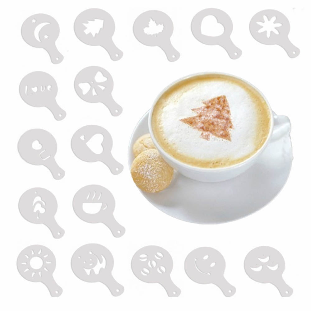 16 Pcs Foam Latte Art Stencils for Latte Cappuccino Coffee Decorating ...
