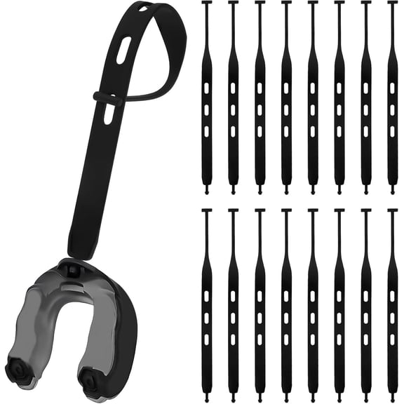 16 Pcs Football Mouth Guard Strap, Universal Rugby Mouth Guard Strap for Youth Sports Football Boxing Rugby Hockey BasketballBlack