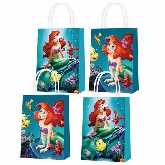 16 Pcs For Ariel-Themed Party Favor Bags  2 Styles Candy Gift Bags with Handles for Birthday Decorations and Festive Celebrations
