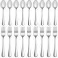 thumbnail image 1 of Food Grade Stainless Steel Cutlery Set 16 Pcs, 8 Forks 8 Spoons for Home Office Restaurant, Durable Rust-Proof Flatware, Mirror Finish, Dishwasher Safe, Silver, 1 of 7