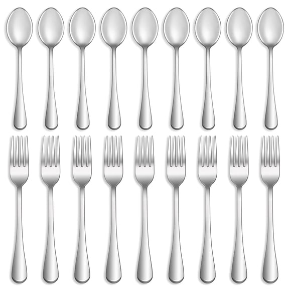 16 Pcs Forks and Spoons Silverware Set,Food Grade Stainless Steel Flatware Cutlery Set for Home,Kitchen and Restaurant,Mirror Polished,Dishwasher Safe - 8 Dinner Fork(8 inch) and 8 Teaspoon(6.5 inch)