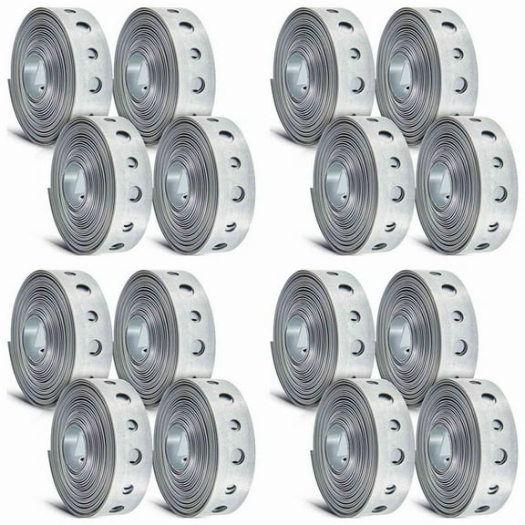 16 Pcs Galvanized Hanger Strap Metal Strapping with Holes Pipe Hanger for Pipe Supports Hanging, 10 Ft