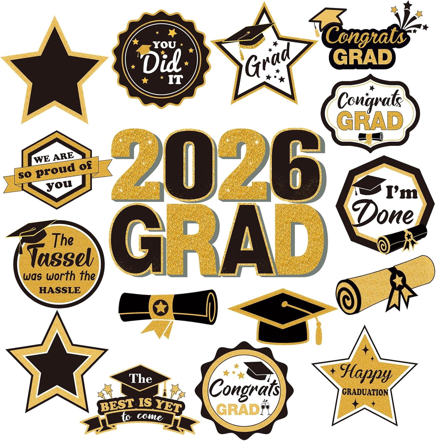 16 Pcs Graduation Magnets 2026 We are So Proud of You Graduation Car Magnets Congrats Grad Cap Stickers for Refrigerator Garage Cruise Door Magnetic Decorations