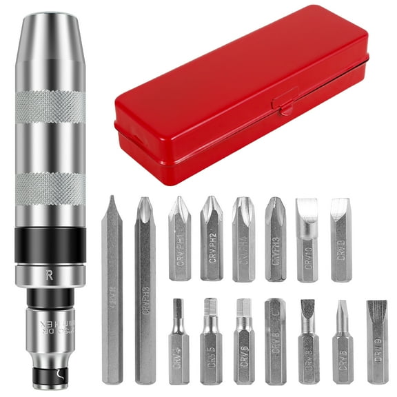 16 Pcs Hand Impact Driver Set Sturdy Steel Manual Impact Screwdriver Set with Short and Long Bits Multifunctional Impact Driver Set for Removing Damaged Frozen Rusted Screws