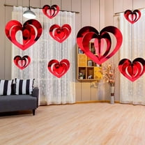 16 Pcs Heart Hanging Decorations Set 5 Sizes Valentine s Day Party Decor for Bedroom Doorway Wall Romantic Home Decor(Red)