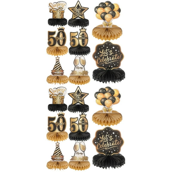 16 Pcs  Honeycomb Ornament 50th Birthday Decorations Table Centerpieces for Men Women