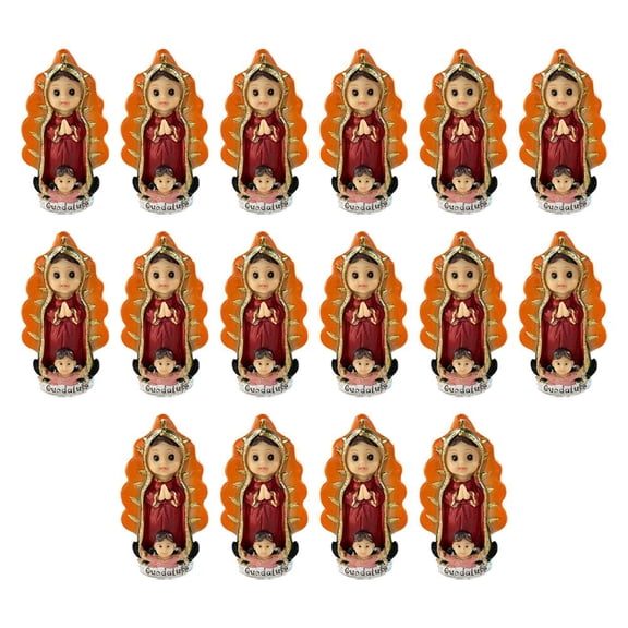 16 Pcs Lady of Guadalupe Statues Mini Virgin De Guadalupe Statue, 3.35in Mini Virgin Mary Statue of Mexico Small Virgen De Figurine Religious Keepsake Party Favors for Baptism Easter