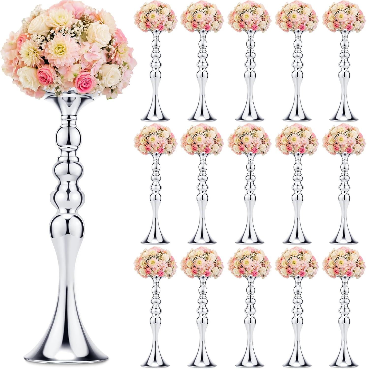 16 Pcs Metal Flower Arrangements Stand Metal Wedding Flower Centerpiece ...