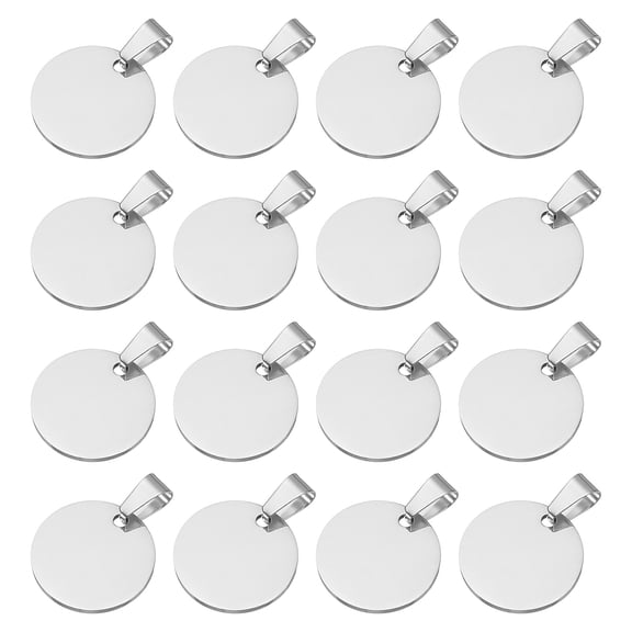 16 Pcs Metal Stamping Blanks, 20mm Round Stamping Name Tags Stainless Steel Blanks Metal Plate with Hole for Laser Engraving Stamping, Silver Tone