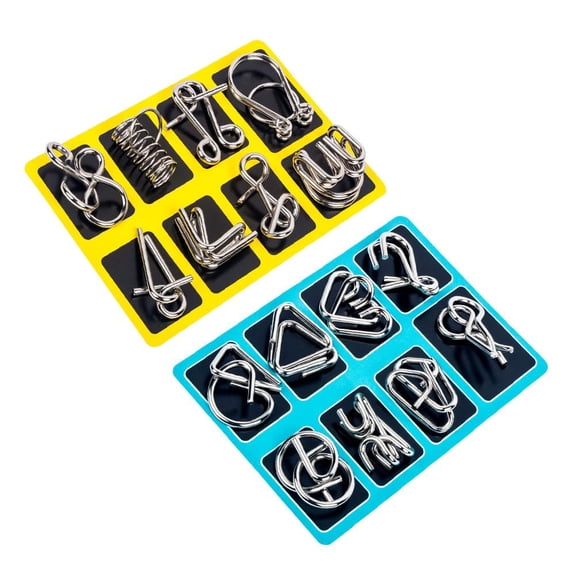 16 Pcs Metal Wire Puzzle Set Brain Teaser Disentanglement IQ Game Chinese Rings Puzzle for Adults Educational Intelligence Toy 1 Set