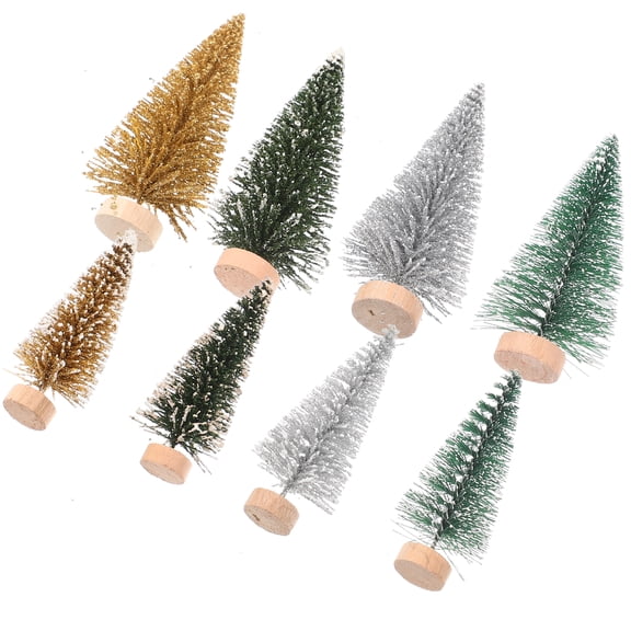 HEMOTON 16-Piece Mini Christmas Trees Set, Assorted Colors, 3.5 Inch PVC and Sisal Holiday Decorations