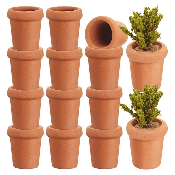 16 Pcs Mini Clay Pots 0.6 Inch Small Terracotta Containers for DIY Crafts Miniature Succulents Garden Decorations Mini Flower Pots for Home Office Desk and Classroom Activities