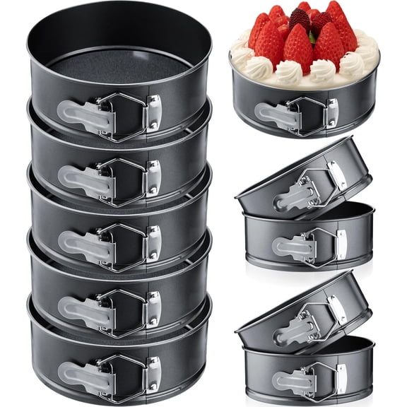 16 Pcs Mini Springform Pan Set, 4.7 Inch Small Nonstick Cheesecake Pans with Removable Bottom, Leakproof Carbon Steel Cake Molds for Air Fryer Baking, Mini Quiche & Pizza Bulk Pack
