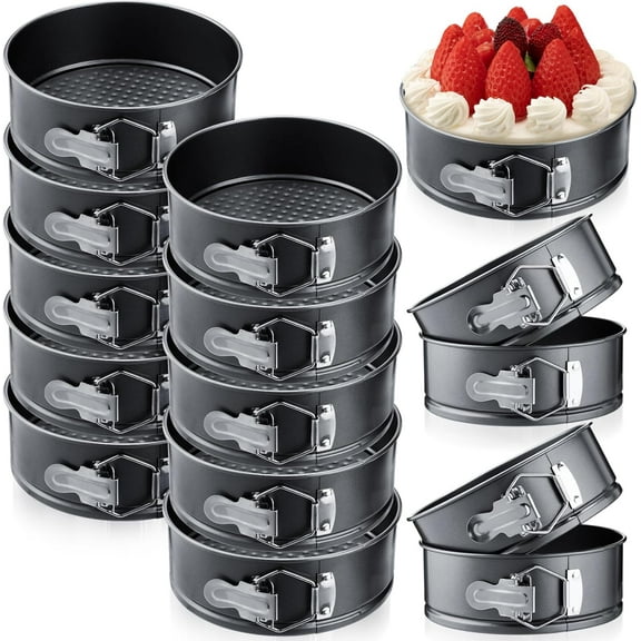 16 Pcs Mini Springform Pans Set - Mini Cake Leakproof Cheesecake Pans, Carbon Steel Round Nonstick Cake Pan with Removable Bottom for Baking Cheesecakes, Pizzas, and Quiches (4.7 Inch)