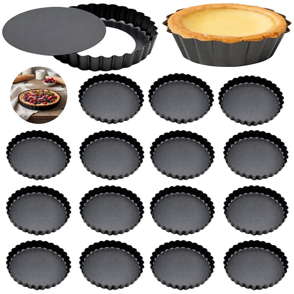 16 Pcs Mini Tart Pans Set, 3.1 inch Tart Pans with Removable Bottoms, Carbon Steel Mini Quiche Pans, Fluted Design for Baking