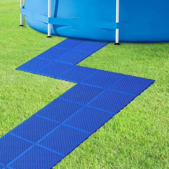 16 Pcs Modular Interlocking Cushion- 10.3" x 10.3" Splicing Above Ground Pool Floor Protectors- Non-Slip Pools Spas Floor Mat Pathways from the Pool to the Porch
