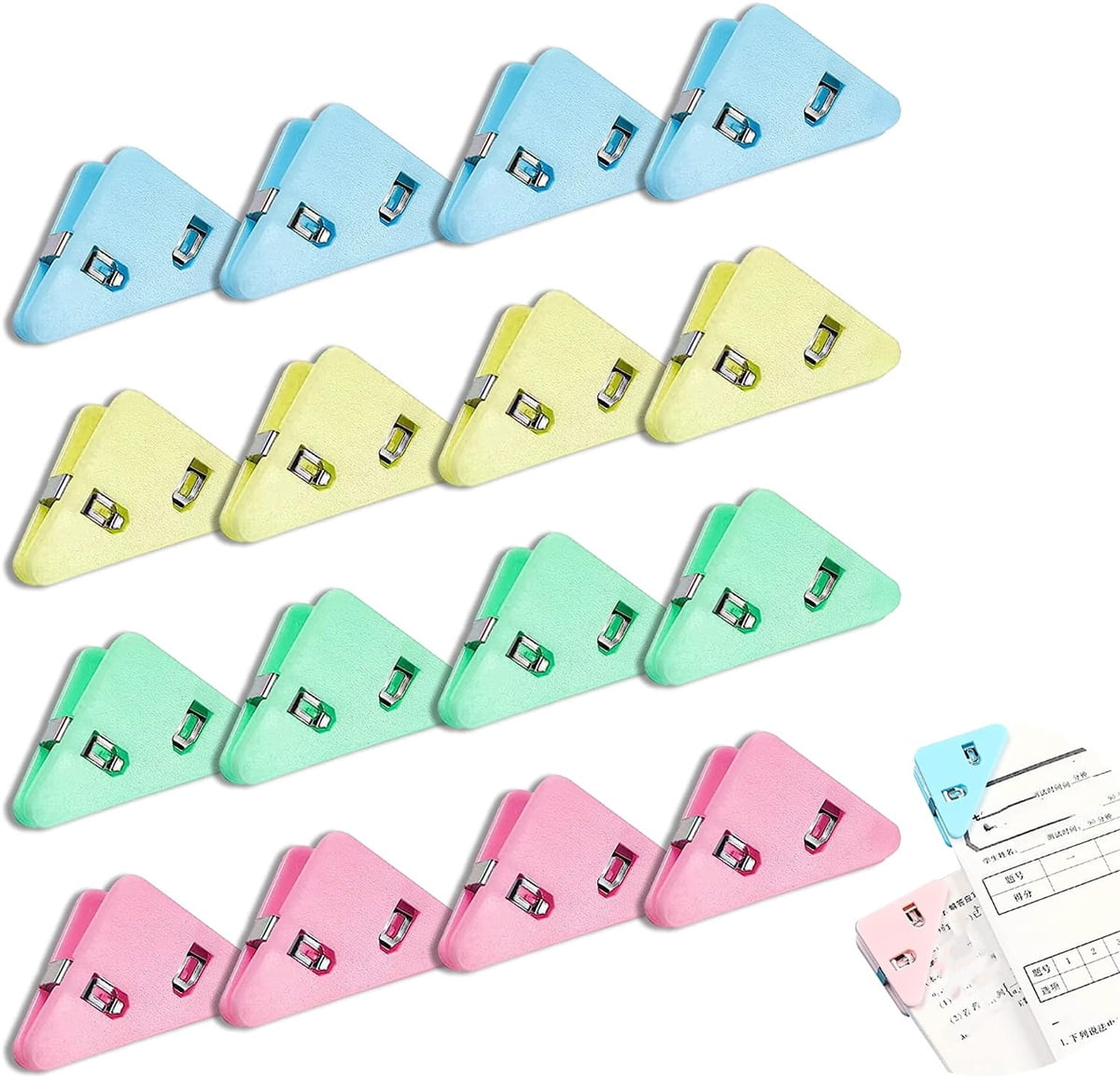 16 Pcs Multifunctional File Clip,Triangular Transparent File Corner ...