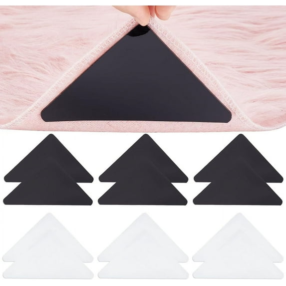 16 Pcs Non Slip Rug Grippers 2 Colors Triangle Shape Carpet Tape for Hardwood Floors and Tiles Double Sided Self Adhesive Rug Tape PU Rug Pad Rug Corner Grippers for Area Rugs DIY Making
