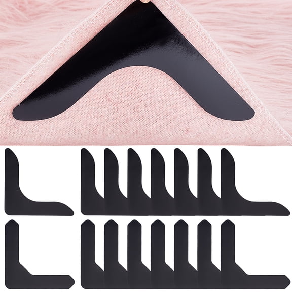 16 Pcs Non Slip Rug Grippers 2 Styles L-Shape Carpet Tape for Hardwood Floors and Tiles Double Sided Self Adhesive Rug Tape PU Rug Pad Rug Corner